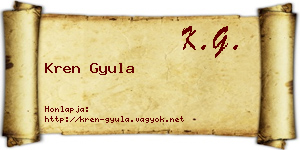Kren Gyula névjegykártya